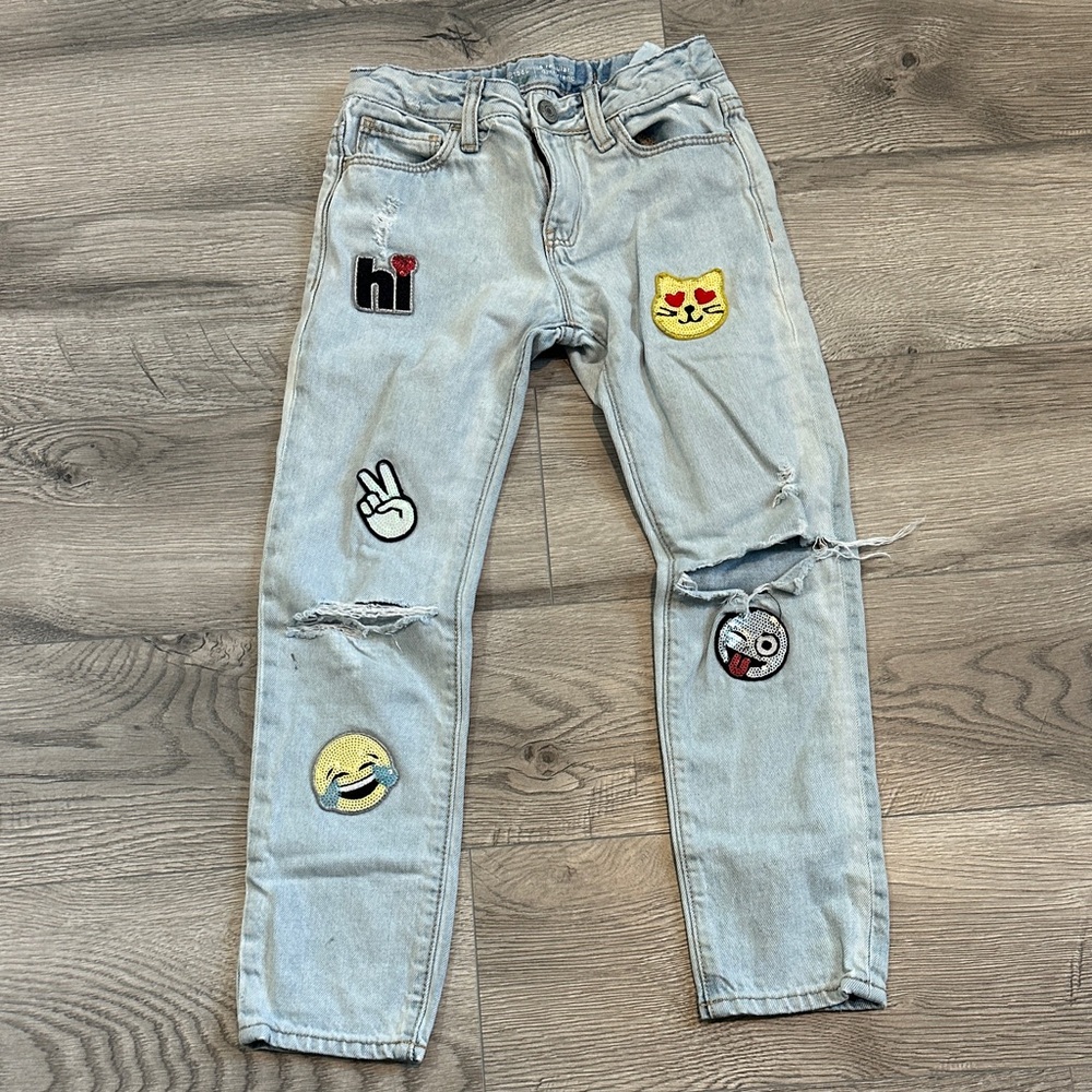 Gap Light Blue Girlfriend Jeans with Fun Patches